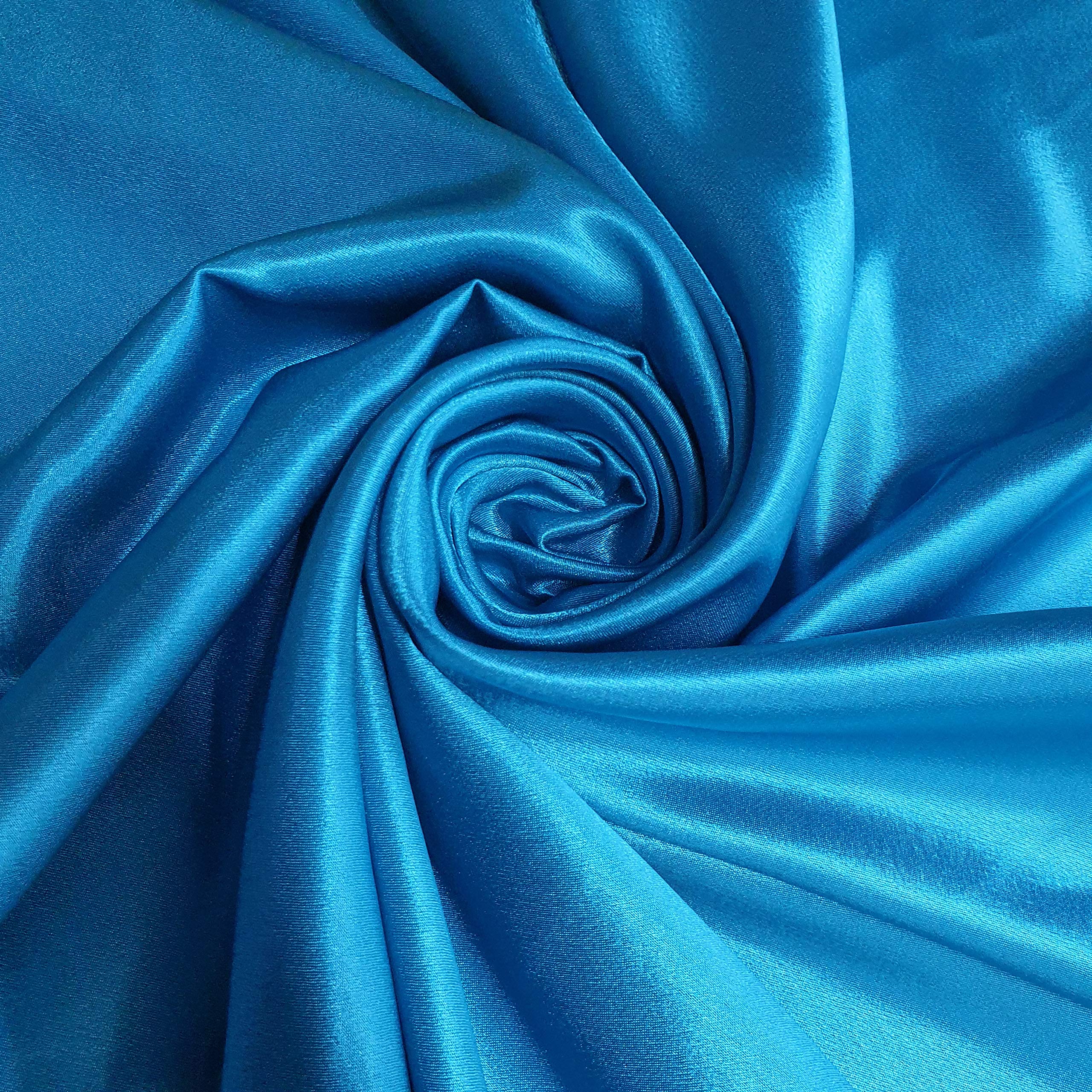 Satin Back Crepe Fabric Polyester Dress Decoration Drape Material 58" (Turquoise, 2 Meter)