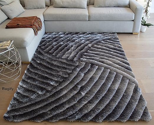 Amazon Com 5x7 Feet Light Gray Dark Gray Color Two Tone Shaggy Shag Area Rug Carpet Rug Contemporary Modern 3d Carved Fuzzy Furry Hand Woven Bedroom Living Room Decorative Designer Pile Plush Large Size