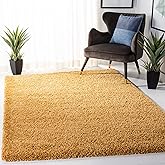 SAFAVIEH Hudson Shag Collection Area Rug - 9' x 12', Gold, Modern Solid Design, Non-Shedding & Easy Care, 2-inch Thick Ideal 