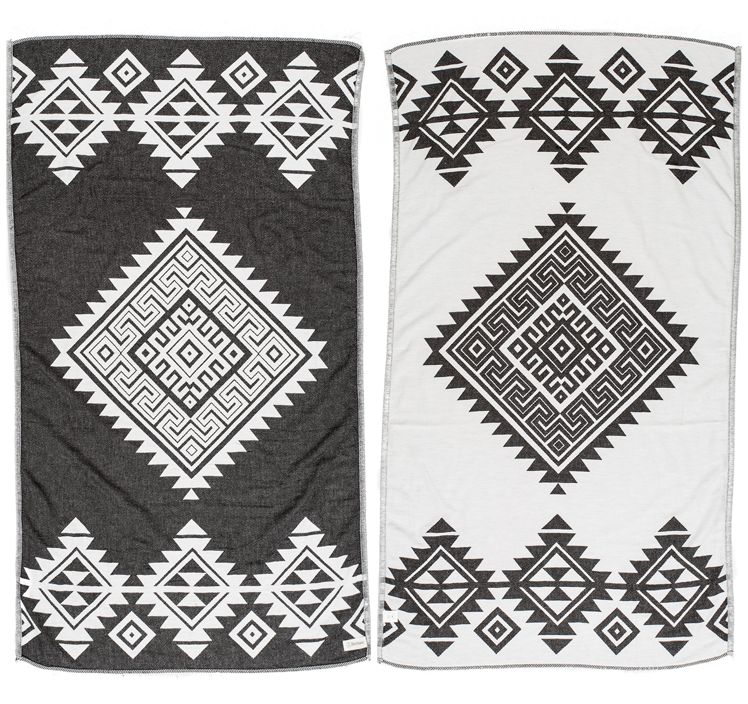 Bersuse 100% Cotton - Yucatan Turkish Towel - Black