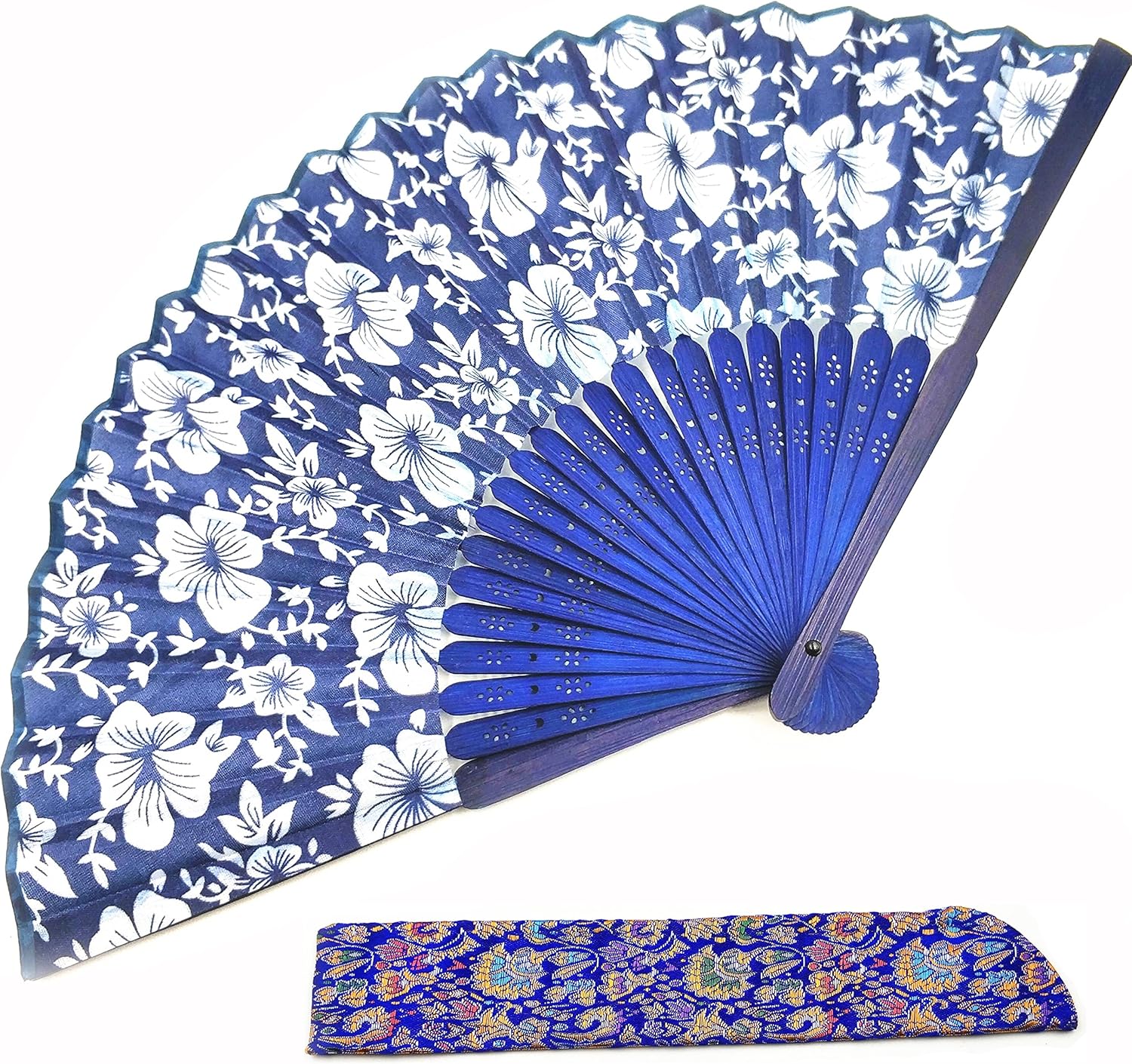 MAPIMANIA Fächer Hellblau - Handgefertigter Stofffächer Für Hochzeit & Events