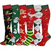 6 Pairs Women's Fancy Design Multi Colorful Patterned Knee High Socks