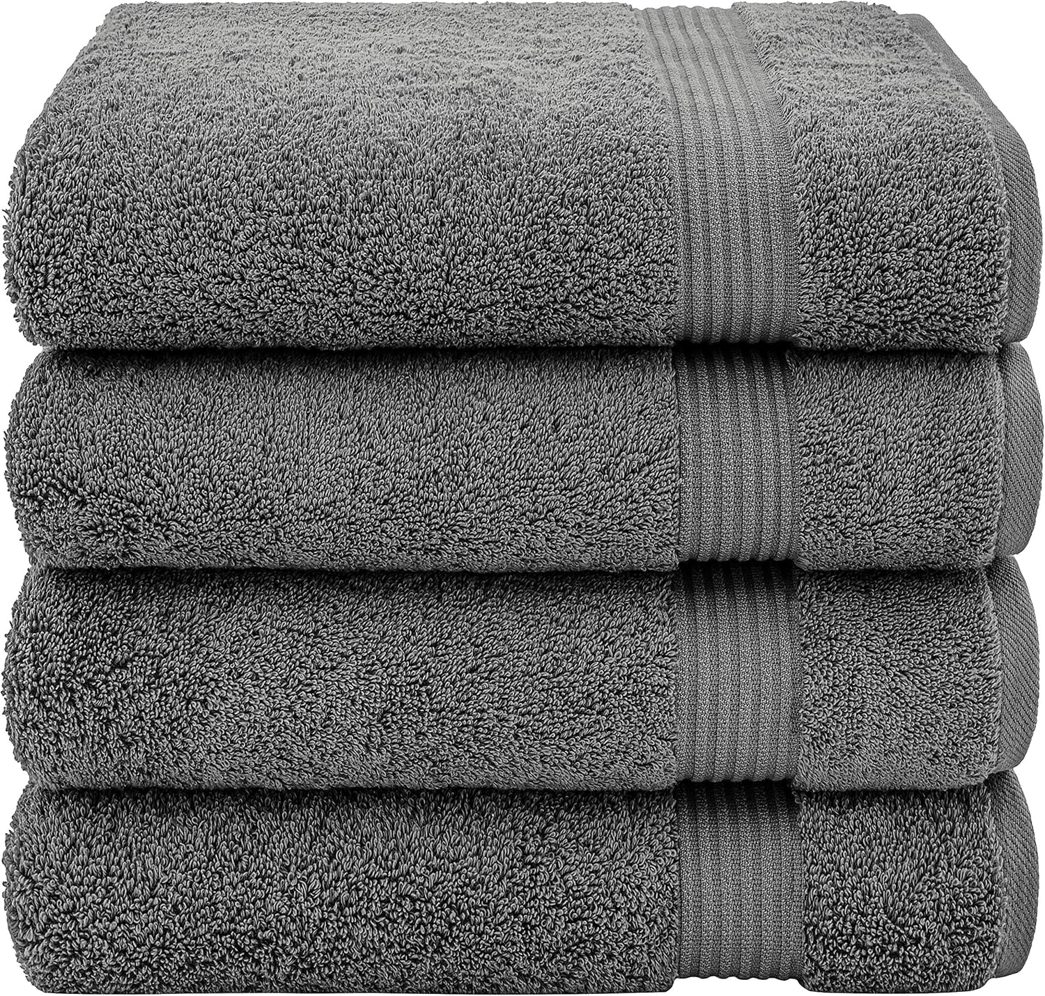 Hotel & Spa Quality 100% Turkish Genuine Cotton, Absorbent & Soft Decorative Luxury 4-Piece Bath Towel Set by United Home Textile, Grey: Home & Kitchen