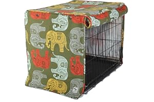 Elephant Parade 48-inch Dog Crate Cover, Molly Mutt Double Extra Large Kennel Cover Measures 48” x 30” x 33”, Two Panel Doors Roll Up, Made from 100% Cotton Durable, Breathable & Pre-Shrunk