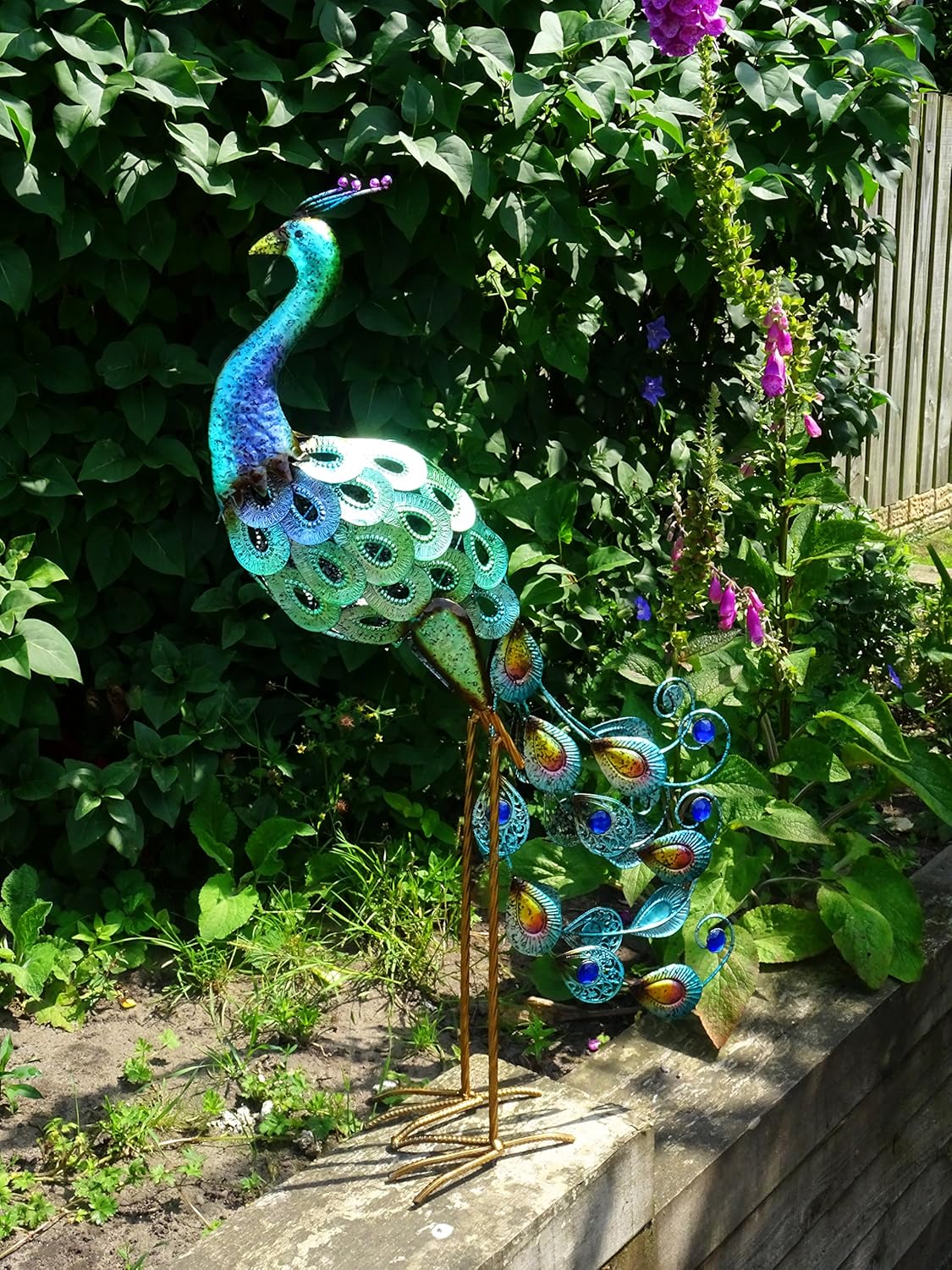 Christmas Concepts® 76cm (30") Colourful Standing Metal Peacock With Jewel Feathers - Indoor/Outdoor Garden Decoration - Image 5