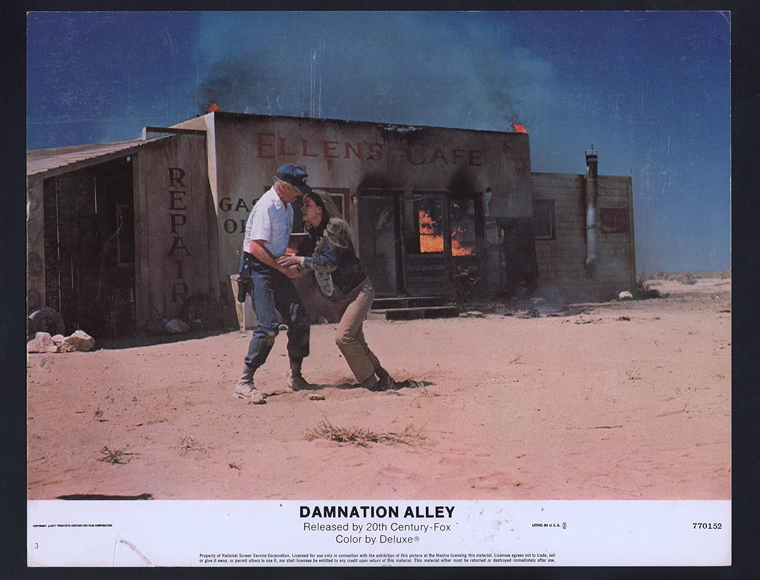 MOVIE POSTER: Damnation Alley Lobby Card #3-1977-George Peppard and Dominique Sanda.