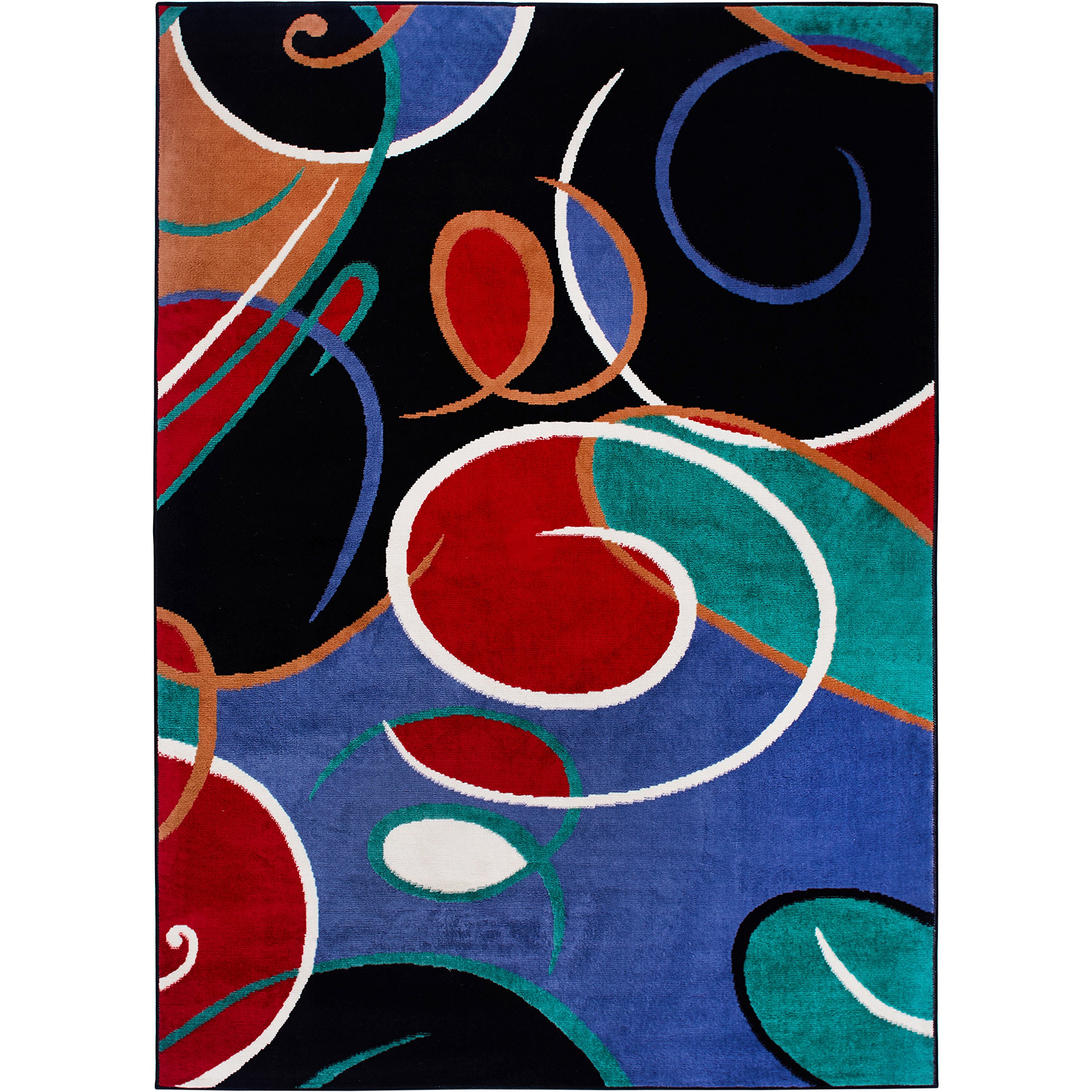Home Dynamix Contemporary Style Area Rug | Indoor Polypropylene Rug | Premium Collection HD613-465 | Abstract Pattern in Black, Red, Blue and Green | Style on a Budget