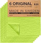 SUPERSCANDI 6 Pack Reusable Swedish Dishcloths 100% Biodegradable Apple Green