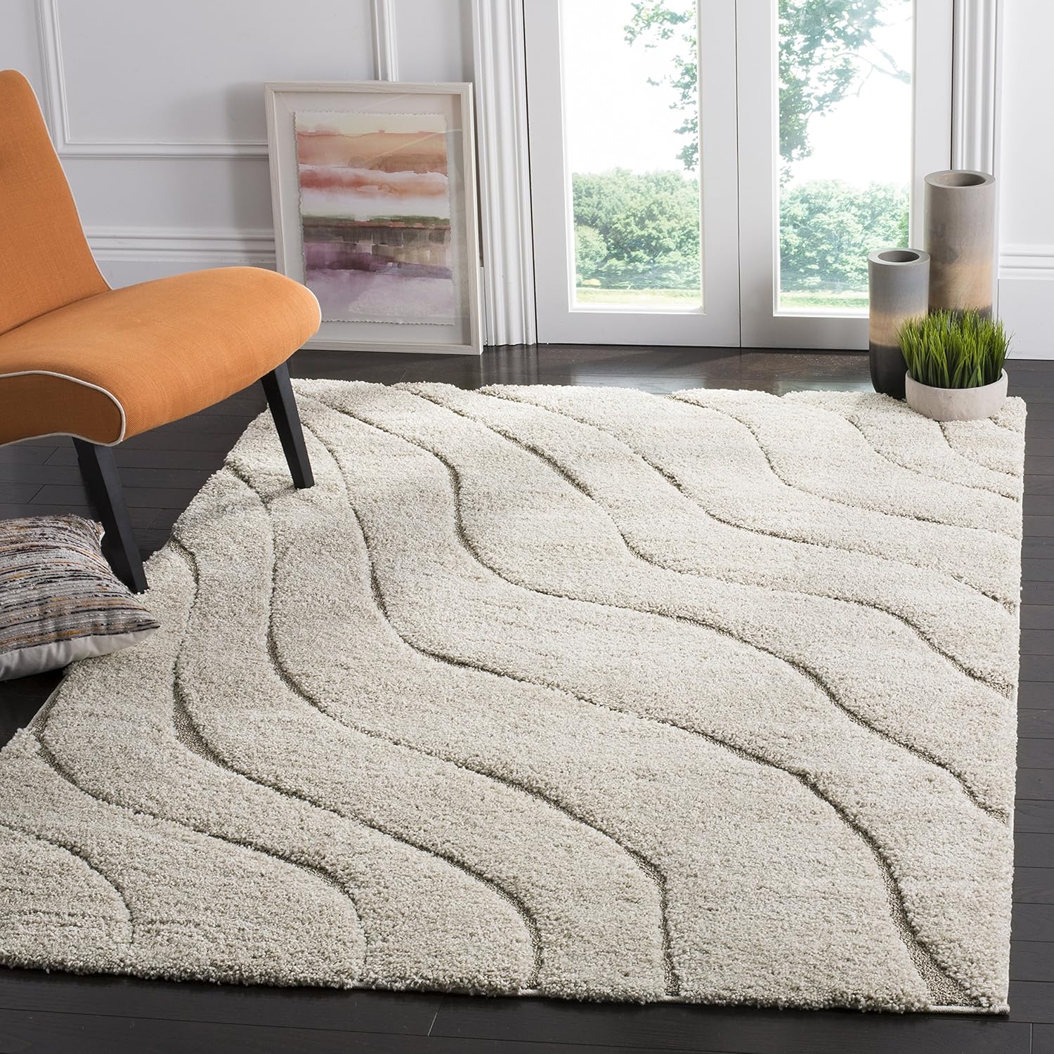 Safavieh Raton Shag Area Rug, Woven Polypropylene Carpet in Cream / Beige, 200 X 300 cm Amazon