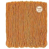 Huskein 100 PCS Mardi Gras Beads, 33" Orange Beads Bulk, Mardi Gras Beads Necklaces Bulk for Parade Throw Accessories Set, Round Beaded for Mardi Gras Party Carnival Party Supplies Favors