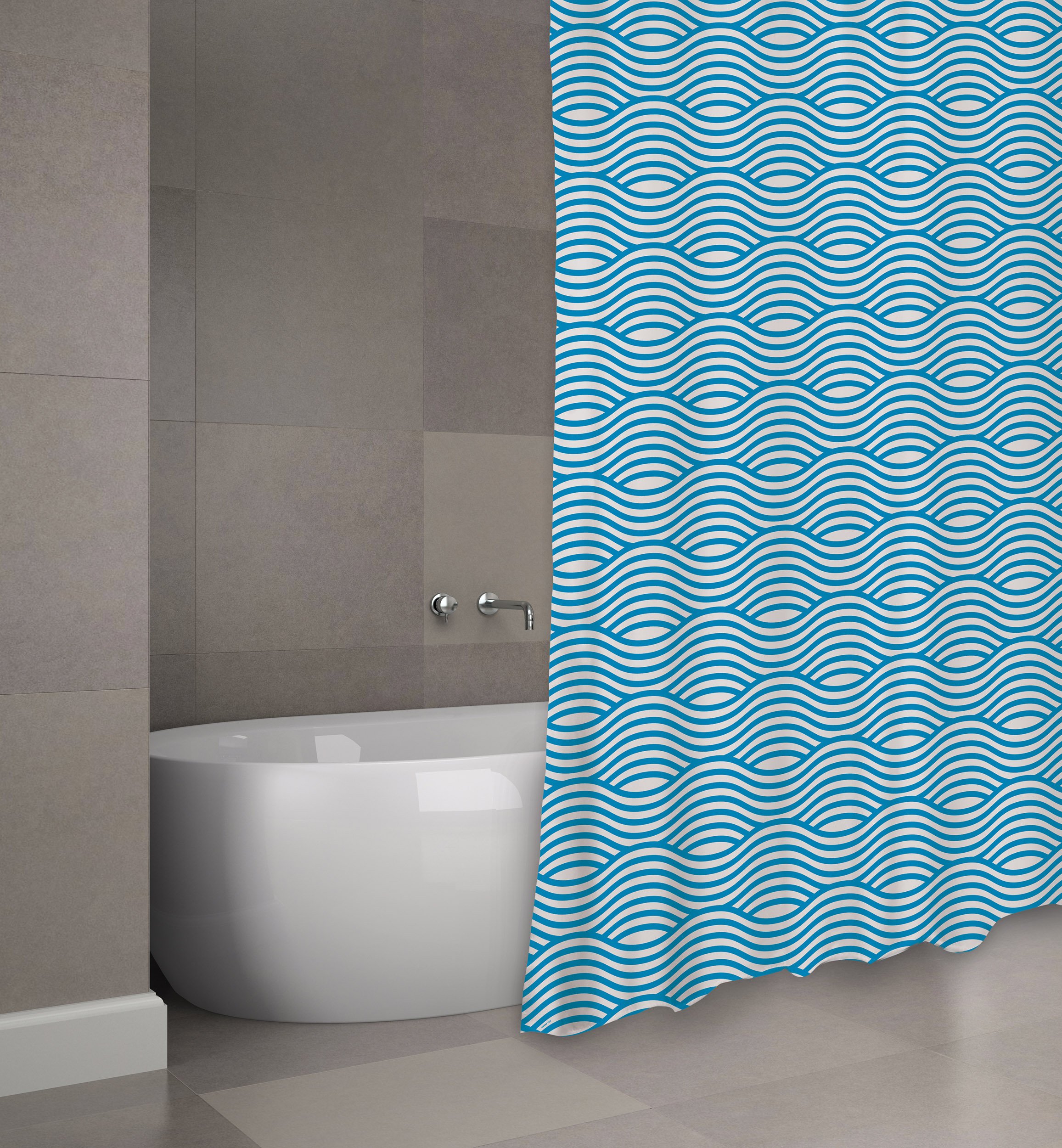 MSV "Sahara Polyester Shower Curtain, Blue, 180 x 200 cm