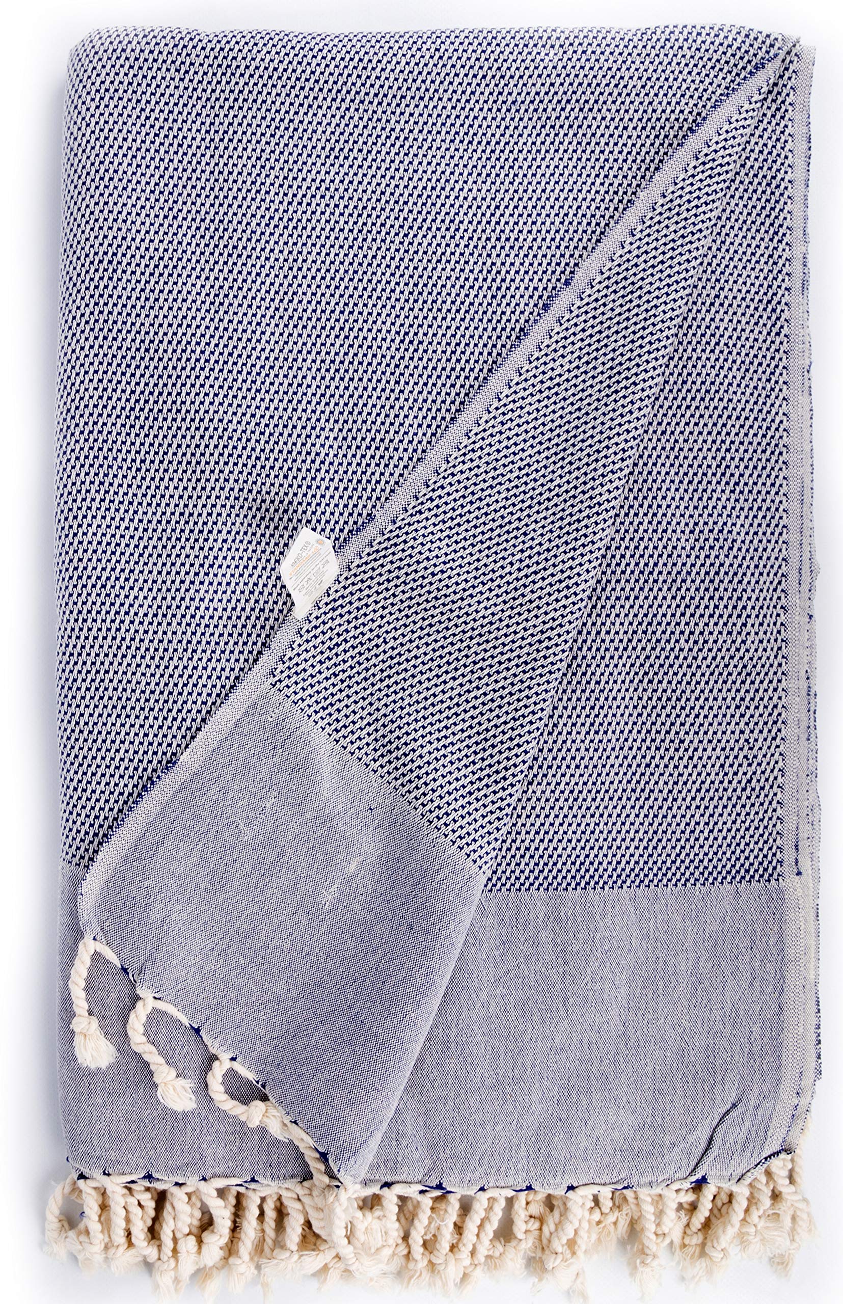 Bersuse 100% Cotton - Ventura XXL Throw Blanket Turkish Towel - Dark Blue