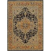 Oriental Weavers Andorra Area Rug - 7138B - 10' x 13'2" - in Gold/Brown - Vintage Inspired, Stain Resistant, Family and Pet F