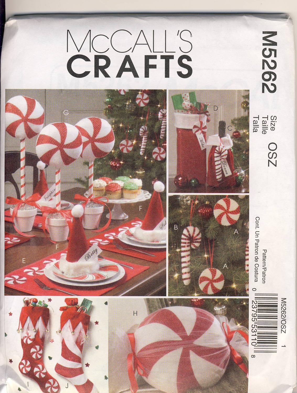 Download Amazon Com Mccall Crafts Sewing Pattern 5262 Use To Make Red And White Christmas Decorations Ornaments Gift Bags Placemat Stockings Arts Crafts Sewing PSD Mockup Templates