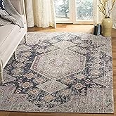 SAFAVIEH Washable Rug Outdoor Montage Collection - 5'1" x 7'6", Black & Multi, Non-Shedding & Easy to Clean, Ideal for Patio,