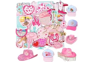 Western Iron On Patches for Cowgirl Hats: Meneng 45Pcs Pink Trucker Hat Patches DIY Accessories - Preppy Sew On Embroidered Patches for Jackets Backpacks Clothing