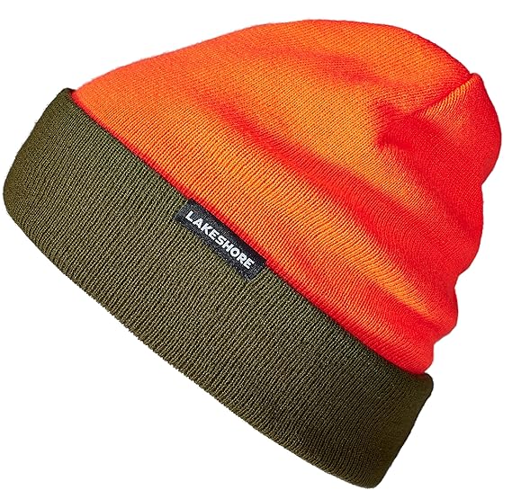 Lakeshore® Wendbare Jagdmütze I Signal Warn Mütze für die Drück-Jagd I Orange/Olive