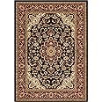 Well Woven Barclay Collection Medallion Kashan Black 4x5 Area Rug - for Entryways, Small Bedrooms, Living Rooms