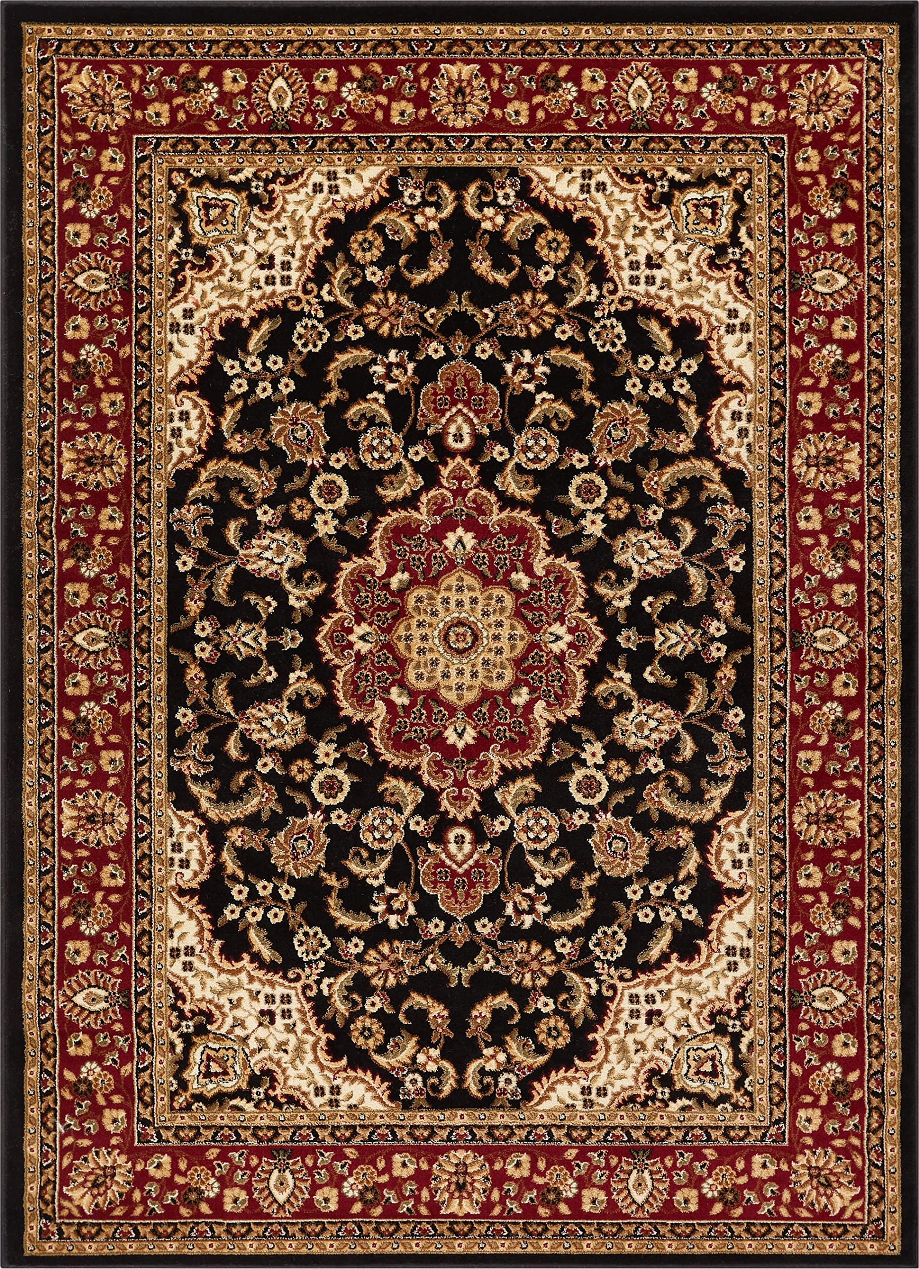 Photo 1 of **DIRT**Well Woven Barclay Collection Medallion Kashan Black 4x5 Area Rug - for Entryways, Small Bedrooms, Living Rooms
