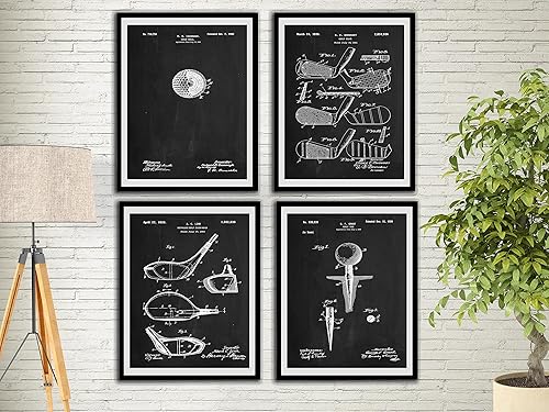 Amazon Com Golf Patent Art Prints Chalk Board Set Golf Gifts For