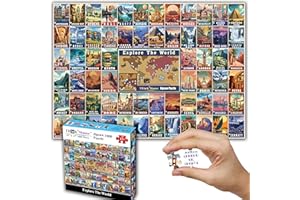 Think2Master Colorful Vintage World Travel Poster 1000 pieces Large Format Jigsaw Puzzle for kids 12+, teens, adults & families. Great gift for people wanting to explore the World. Size: 26.8” X 18.9”
