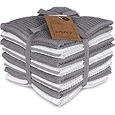 AMOUR INFINI Dish Cloths for Washing Dishes Set of 8 - Highly Absorbent, Super Soft Kitchen Dishcloths - Reusable Quick Dry Dish Rags for Cleaning & Drying Kitchen Linens (12x12 Inch - L.Grey)
