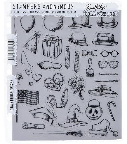 Amazon.com: Art Gone Wild Tim Holtz Hipster Cling Rubber Stamp Set
