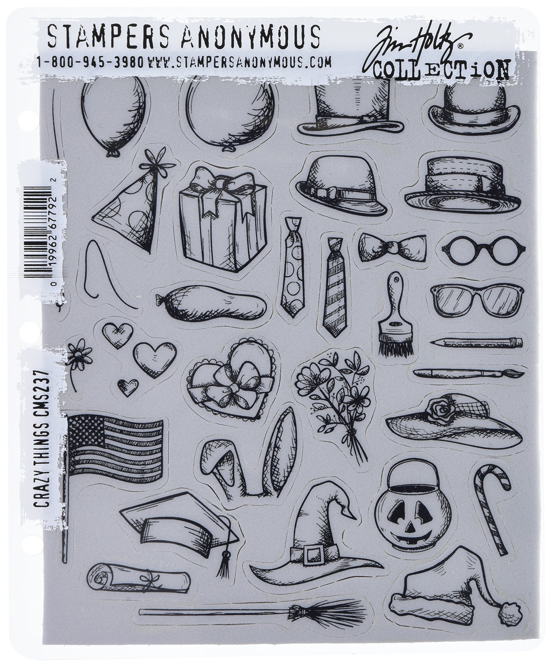 Stampers Anonymous Art Gone Wild Crazy Things Cling Stamp Set, Grey, 7" by 8.5"