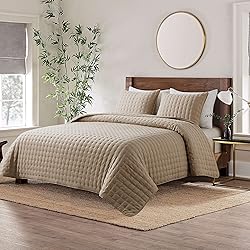 WDCOZY Beige Queen Size Quilt Bedding Sets with