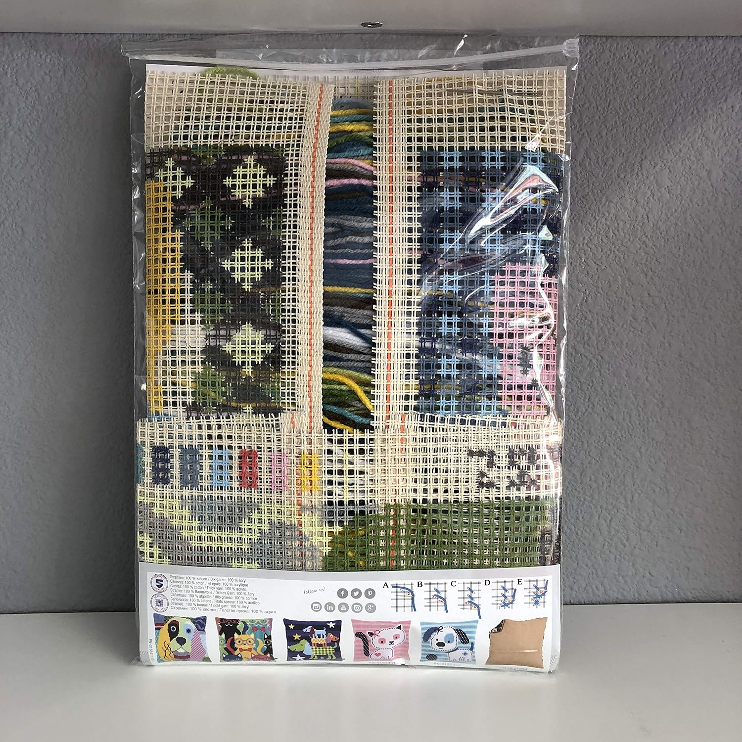 Vervaco Cross Stitch Cushion Cat Patchwork, Outlined Cross Stitch Kit Cushion Vorbeze Nice, Cotton, multicoloured, 40 x 40 x 0.3 cm - Image 3