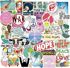 STICON Stickers for Water Bottles Love and Peace Vinyl Waterproof Laptop Stickers Pack Cute VSCO Aesthetics Trendy Decals Graffiti Patches (50Pcs)