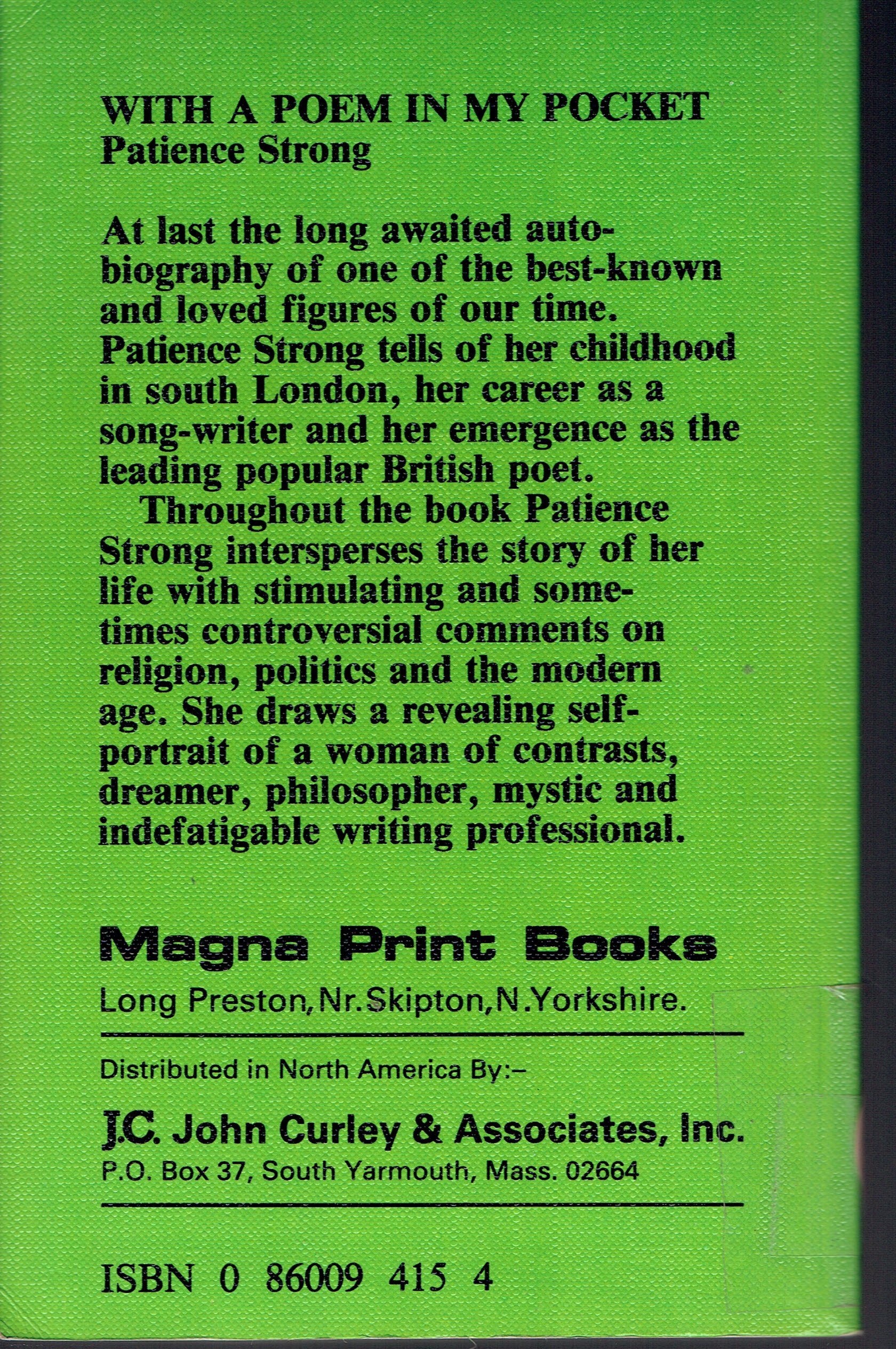 With A Poem In My Pocket Strong Patience Amazon Com Books