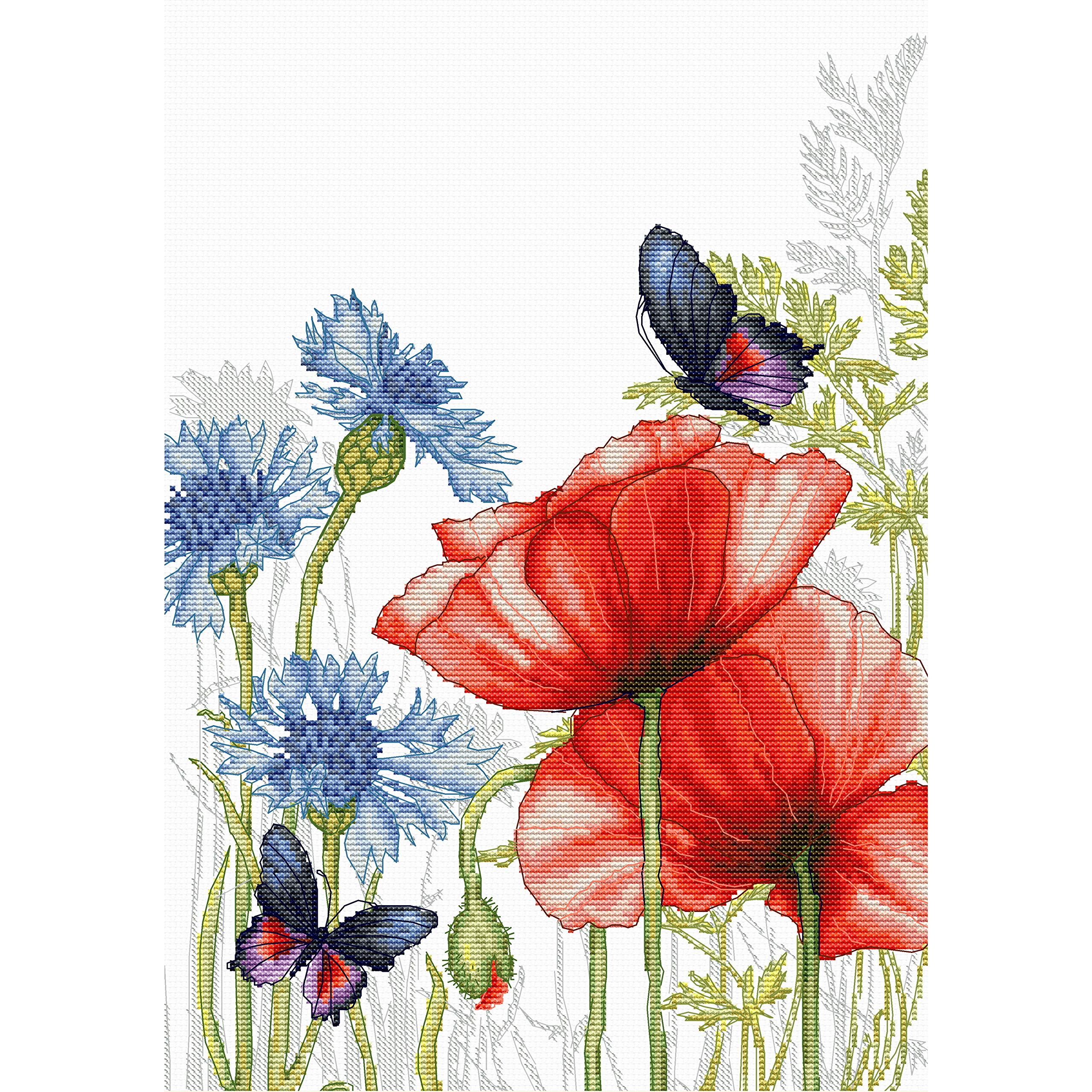 BU4018 Poppies and Butterflies - Cross Stitch Kit