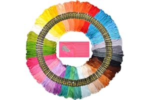 MIRA HANDCRAFTS Premium 105 Embroidery Thread Skeins - Friendship Bracelet String – Perfect Embroidery Floss Kit for Beginners – Set of 10 Gold Eye Needles and 1 Threader Included – DMC Color Card Included (133)