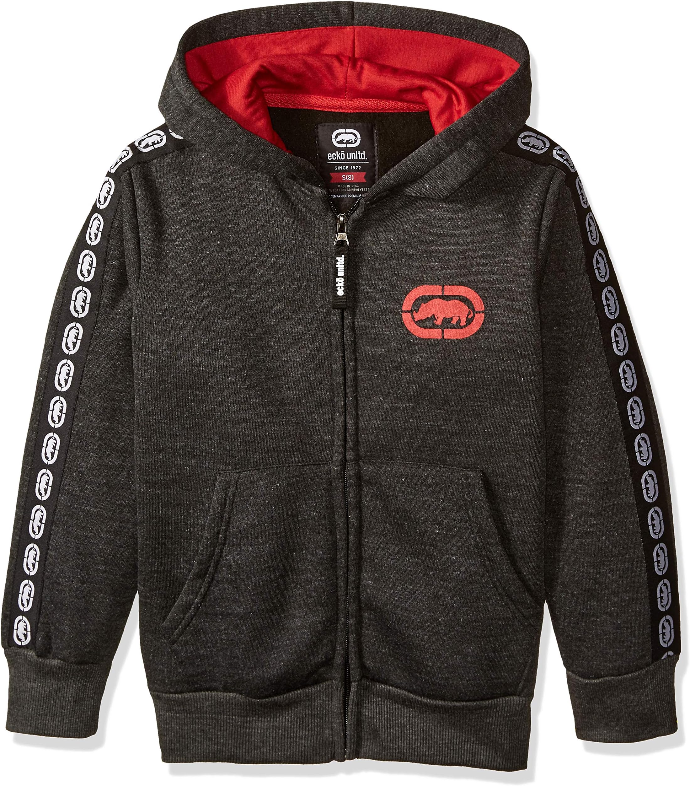 Ecko Boys' Big Basic Rhino Hoodie, Dark Heather Grey, 14/16