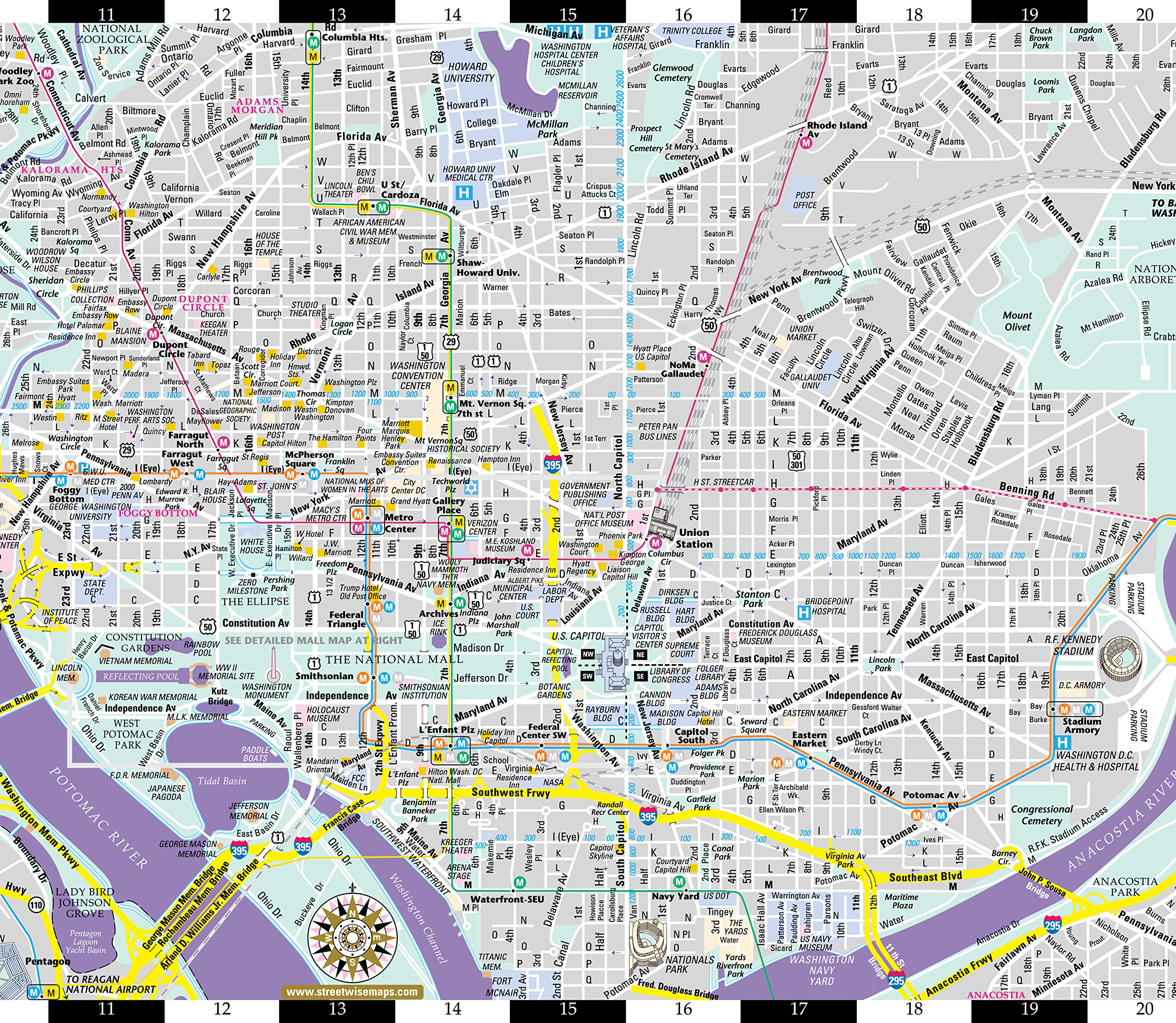 Street Map Of Washington Dc Printable Streetwise Washington Dc Map - Laminated City Center Street Map Of  Washington, Dc (Michelin Streetwise Maps): Michelin: 9782067229822: Books:  Amazon.com