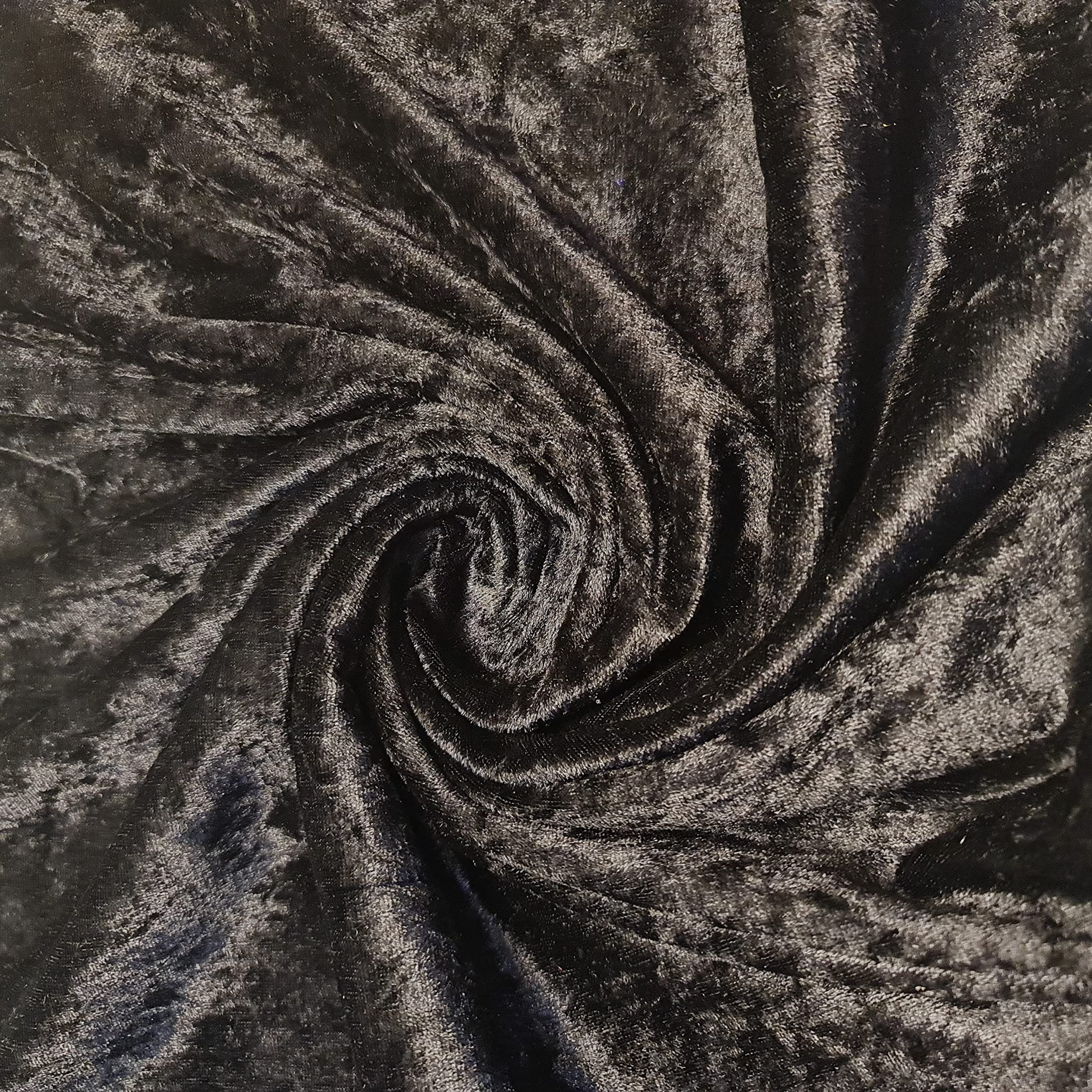 Premium Crushed Velvet Fabric Craft Stretch Velour Material 150cm Extra Wide -EP (Black, 1 Meter)