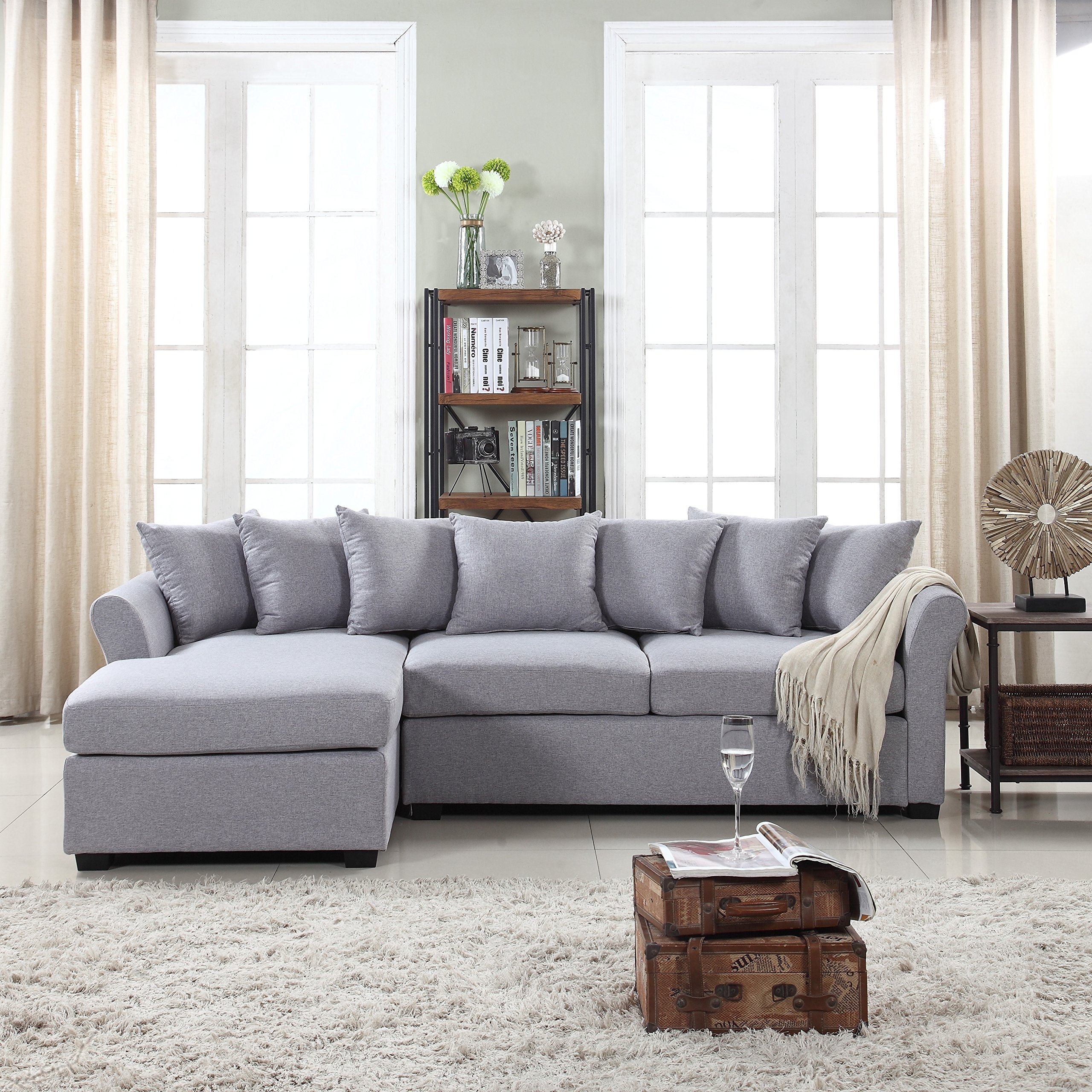 Buy Divano Roma Furniture Modern Sectional, Large, Grey Online at