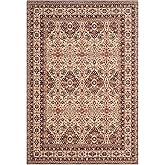 SAFAVIEH Lavar Kerman Collection Area Rug - 5'1" x 7'6", Cream & Navy, Traditional Cotton Design, Easy Care, Ideal for High T