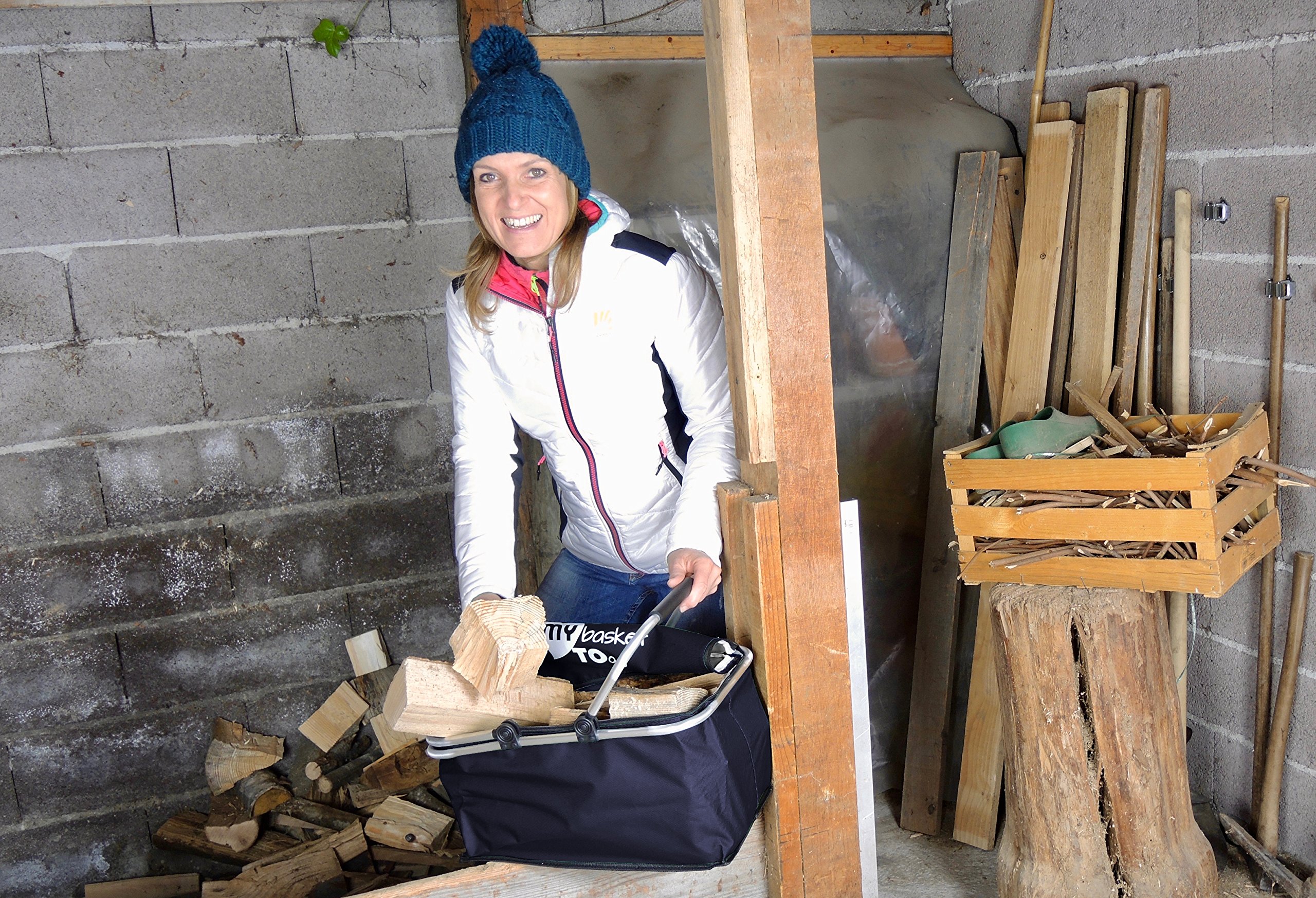 Faltbarer, praktischer Carrybag mit Deckel, Bezug aus hochwertigem, wasserabweisendem Polyestergewebe My Basket to GO kompakt, zusammenfaltbarer Shopper mit weich ummantelten Griffen DUNKELBLAU