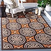 SAFAVIEH Washable Rug Outdoor Veranda Collection - 5'3" x 7'7", Chocolate & Terracotta, Non-Shedding & Easy to Clean, Ideal f