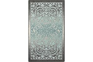 Maples Rugs Pelham Vintage Kitchen Rugs Non Skid Washable Accent Area Carpet [Made in USA], 1'8 x 2'10, Grey/Blue