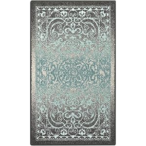 Maples Rugs Kitchen Rug - Pelham 1'8 x 2'10 Non Skid Small Accent Throw Rugs [Made in USA] for Entryway and Bedroom, Grey/Blue