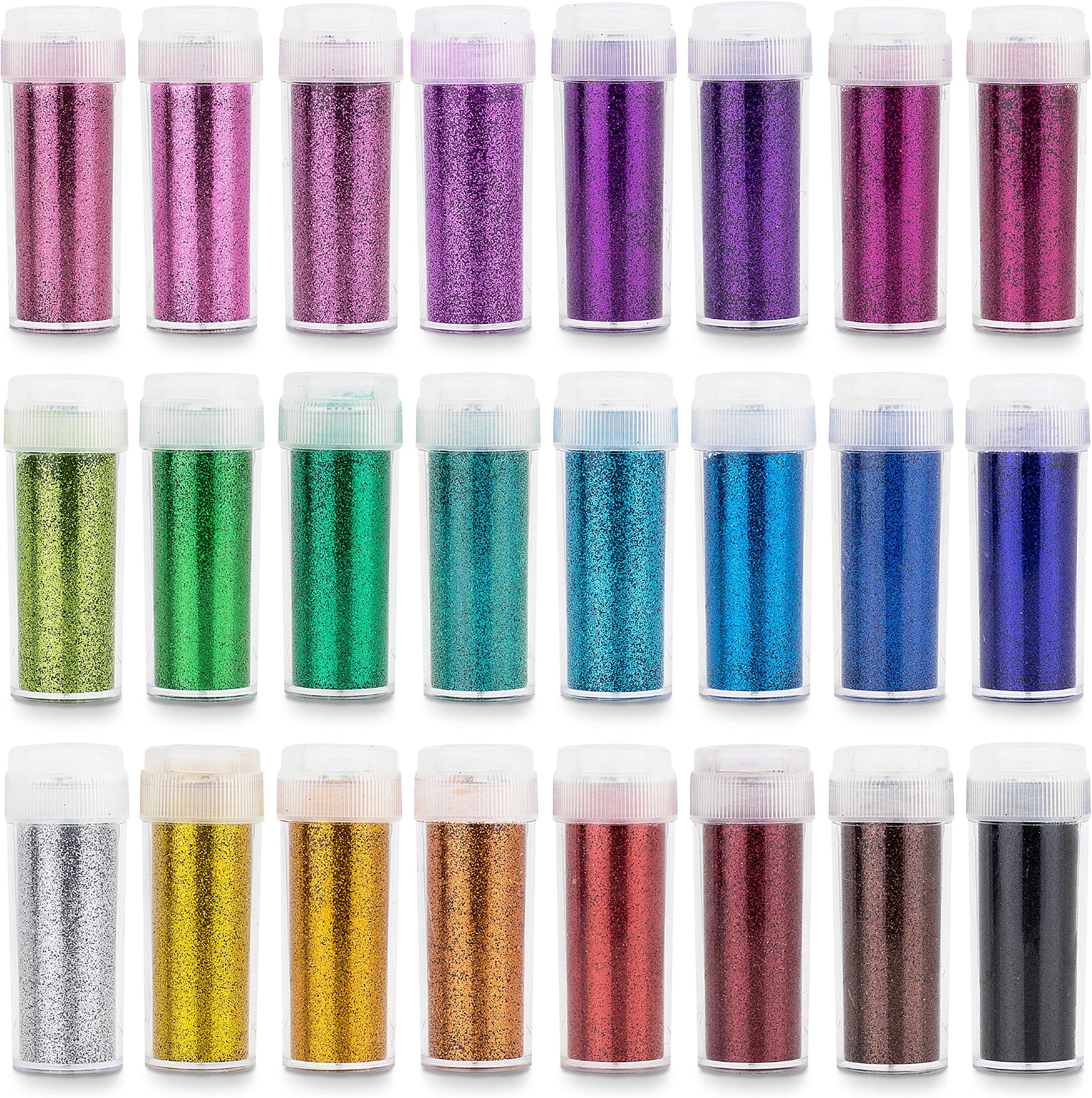 INGALA 24-Color Arts and Crafts Glitter Set – Extra Fine Glitter Kit for Slime, Scrapbook, Festivals, School, Crafts, Party Invitation, Glass, Nail Arts, Face, Body and Children’s Art Activities