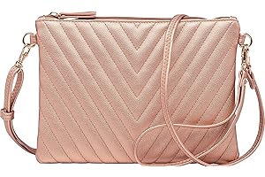 B BRENTANO Chevron Embroidered Crossbody Clutch Bag Pouch with Removable Wristlet & Adjustable Shoulder Strap