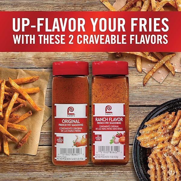 LAWRY’S ORIGINAL FRENCH FRY SEASONING, 16 OZ – ONE 16 OUNCE CONTAINER OF FRENCH FRY SEASONING POWDER WITH PREMIUM BLEND OF SPICES, BEST ON FRIES, POTATOES, VEGETABLES AND MORE