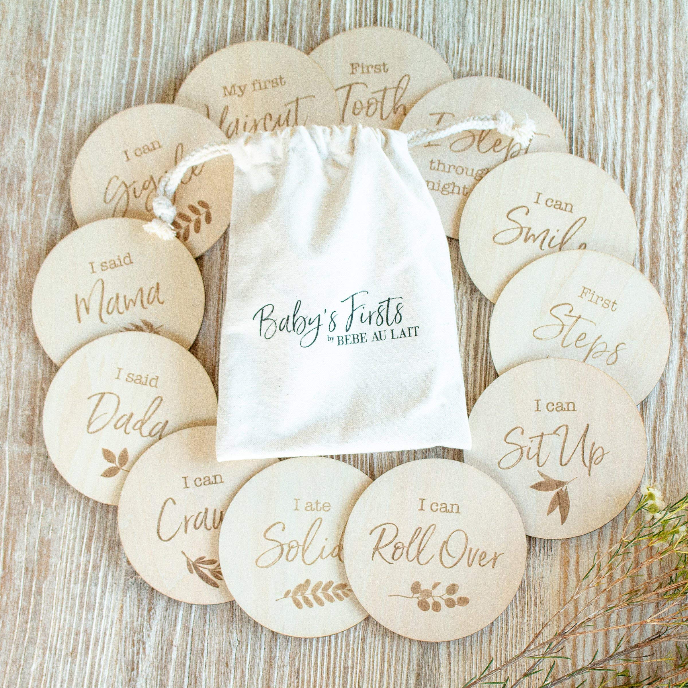 Baby's First Milestone Moments Set Wooden Keepsake Disks