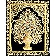 Zardozi Jewel Carpet Wall Hangings - Embroidered Tapestry Zardosi Wall Carpet with Semi-Precious Stones (18 Inch x 24 Inch)