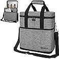 OPUX 6 Bottle Carrier Tote | Insulated Padded Wine Cooler Bag for Travel. Picnic, BYOB | Portable Leakproof Wine Tote Bag for Dinner, Party, Christmas, Wine Gift for Women, Men (Heather Gray)