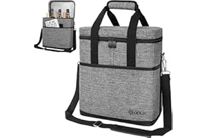 OPUX 6 Bottle Carrier Tote | Insulated Padded Wine Cooler Bag for Travel. Picnic, BYOB | Portable Leakproof Wine Tote Bag for Dinner, Party, Christmas, Wine Gift for Women, Men (Heather Gray)